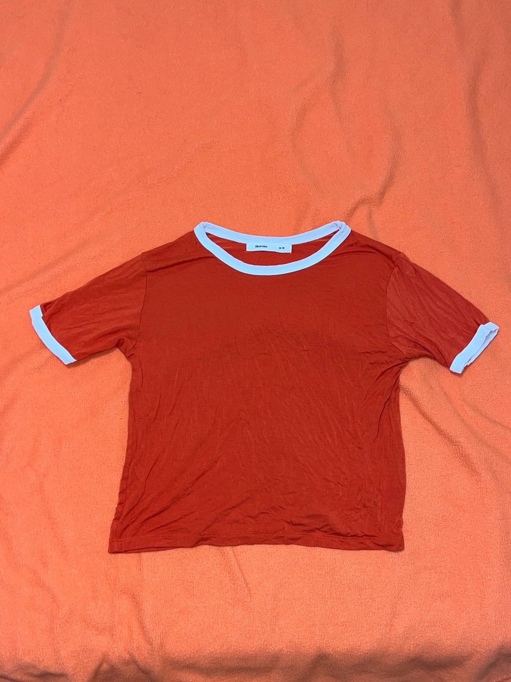 Bluenotes Orange And White Top Women’s Size Medium Casual Streetwear Shirt Cute